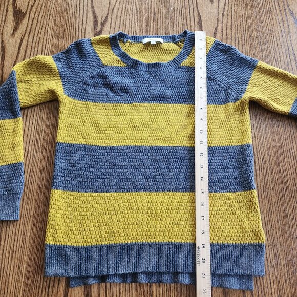 Madewell Knit Grey Mustard Yellow Striped Sweater Women's XS - Picture 8 of 8
